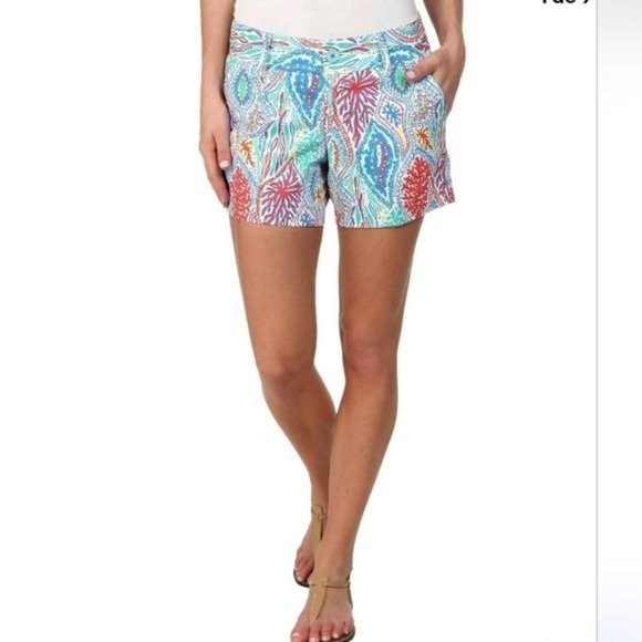 Lilly Pulitzer Callahan Short Multi Let Minnow Coral Blue Size 2 - Picture 1 of 8